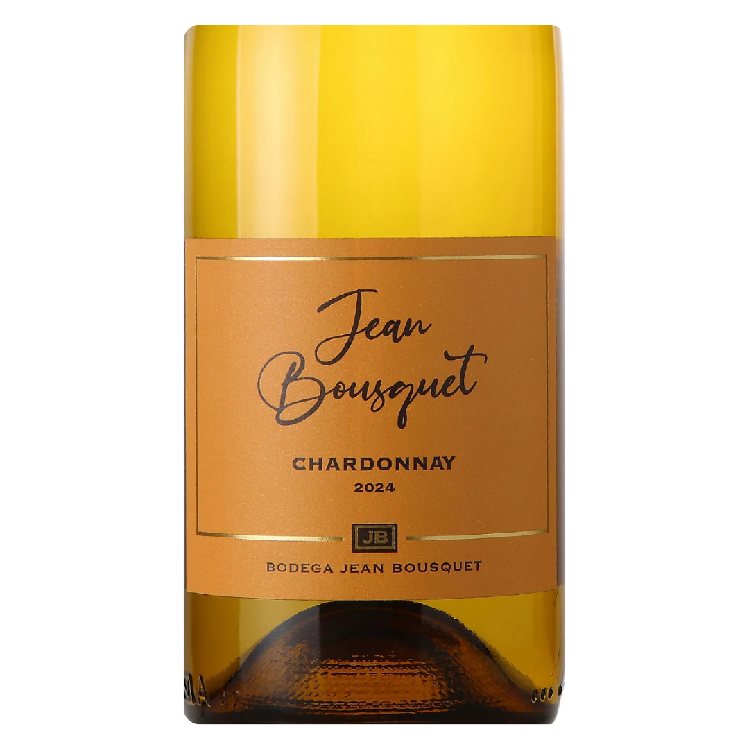 Close-up do rótulo do vinho Domaine Bousquet Chardonnay, destacando o selo de produto orgânico e a origem de Mendoza, Argentina