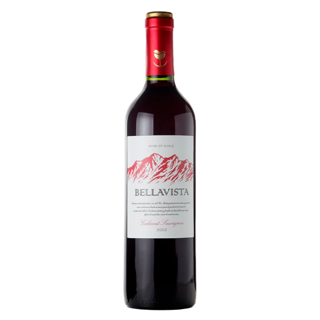 Garrafa do vinho tinto Bellavista Cabernet Sauvignon 750ml em fundo branco, destacando o rótulo frontal e a elegância do design.