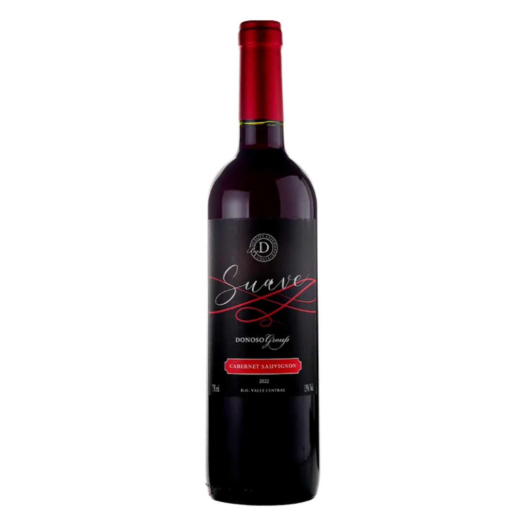 Garrafa do vinho tinto chileno Casa Donoso Suave Cabernet Sauvignon 750ml em fundo branco, destacando o rótulo frontal com menção ao perfil suave.Garrafa do vinho tinto chileno Casa Donoso Suave Cabernet Sauvignon 750ml em fundo branco, destacando o rótulo frontal com menção ao perfil suave.