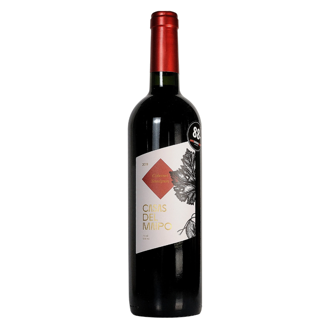 Garrafa do vinho tinto chileno Casas Del Maipo Cabernet Sauvignon 750 ml em fundo branco, destacando o rótulo frontal.