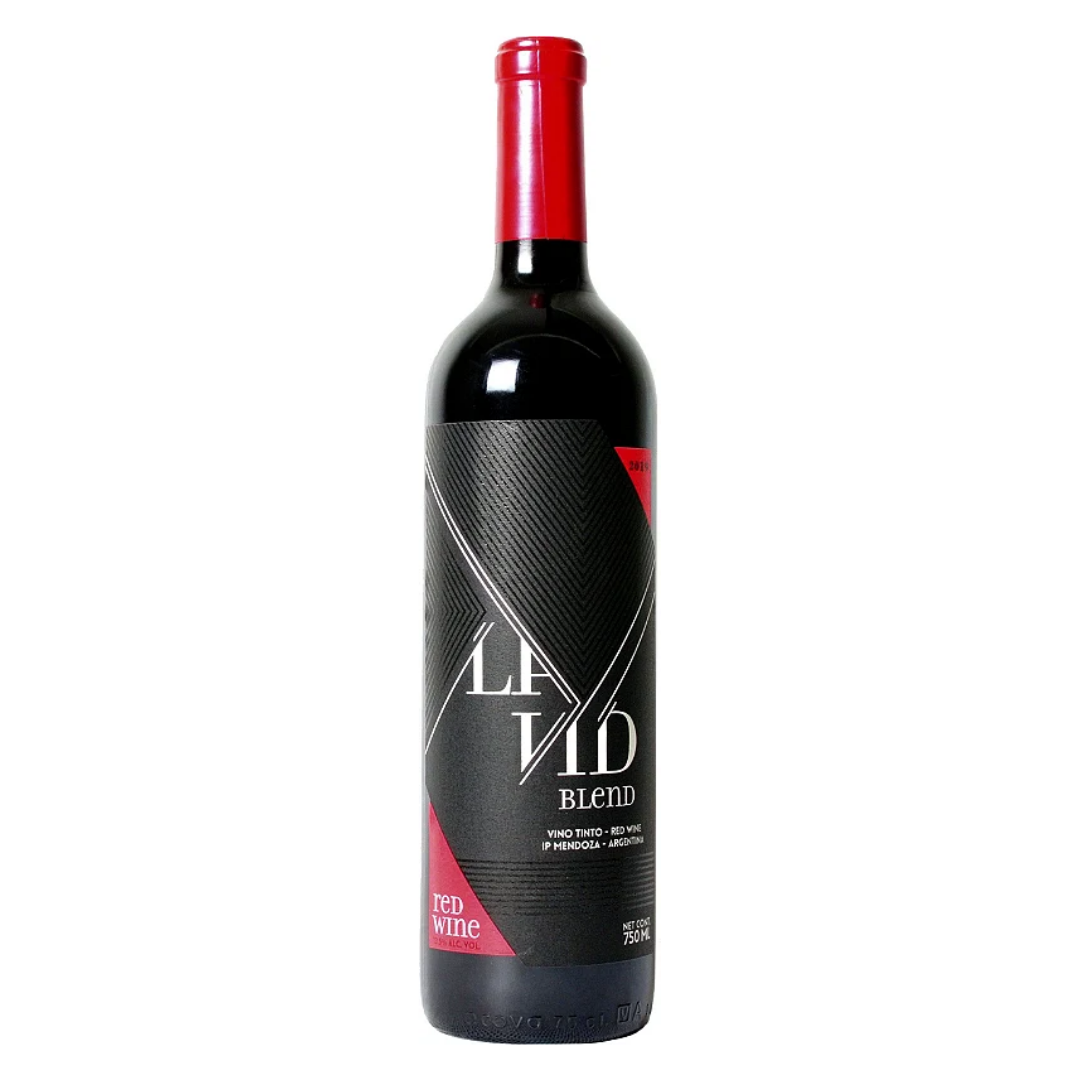 Garrafa do vinho tinto argentino La Vid Blend 750 ml da RPB S.A. em fundo branco, destacando o rótulo frontal.