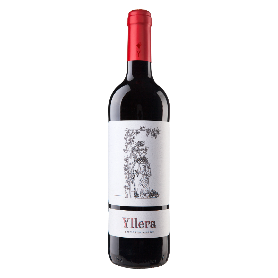 Garrafa do vinho tinto espanhol Yllera Crianza Tempranillo em fundo branco, destacando o rótulo frontal