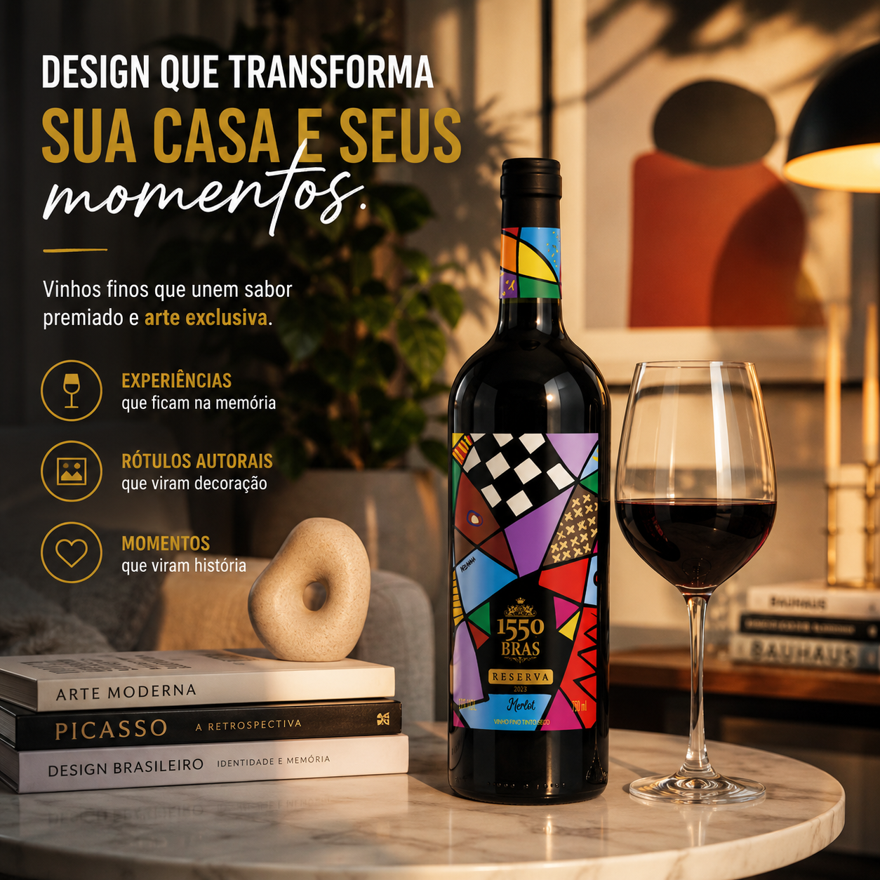 Kit 1550 Bras Reserva - 3 Vinhos, 3 Obras de Arte