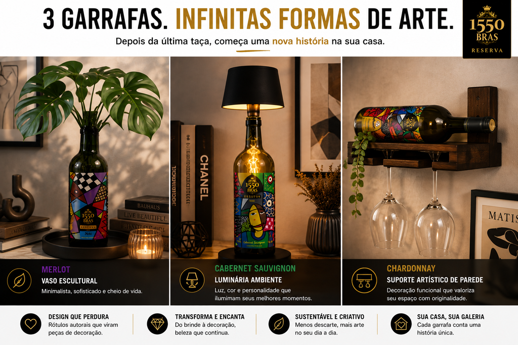 Kit 1550 Bras Reserva - 3 Vinhos, 3 Obras de Arte