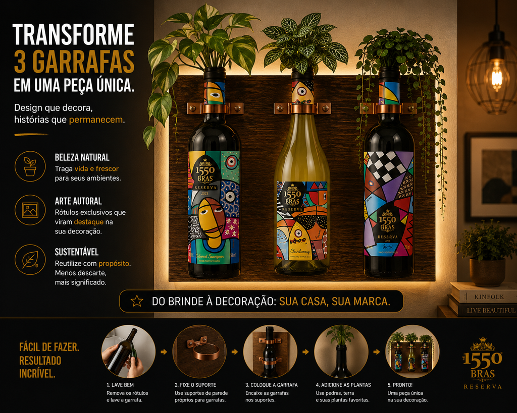 Kit 1550 Bras Reserva - 3 Vinhos, 3 Obras de Arte