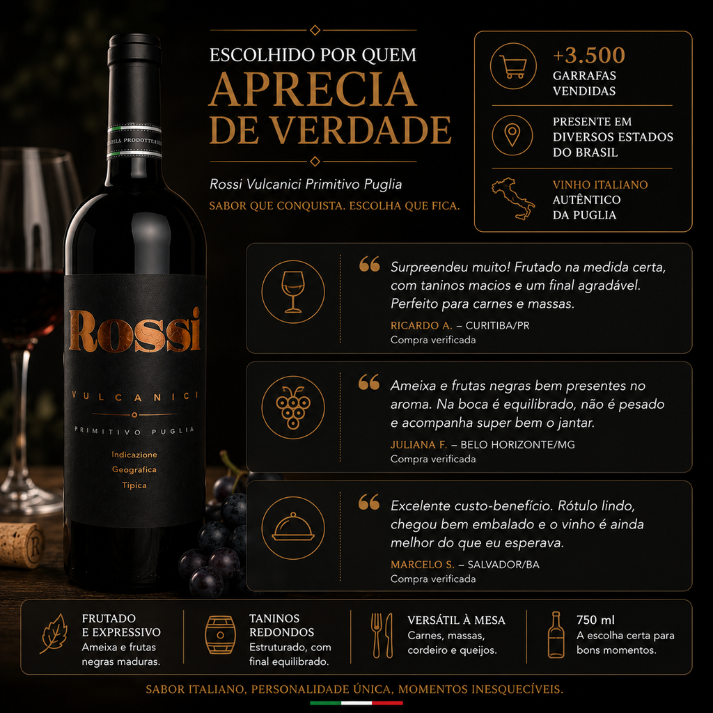 Vinho Tinto Rossi Vulcanici Primitivo