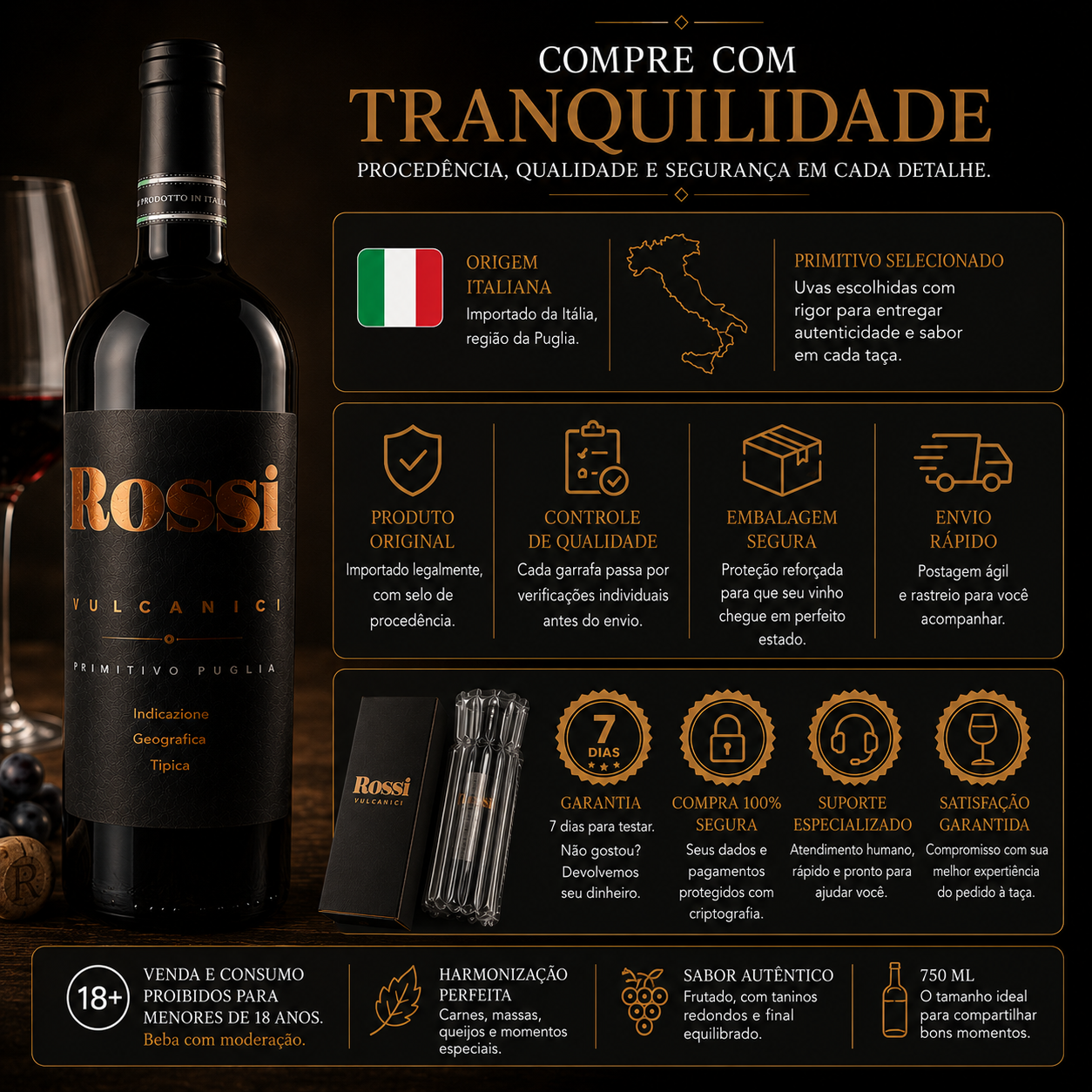 Vinho Tinto Rossi Vulcanici Primitivo