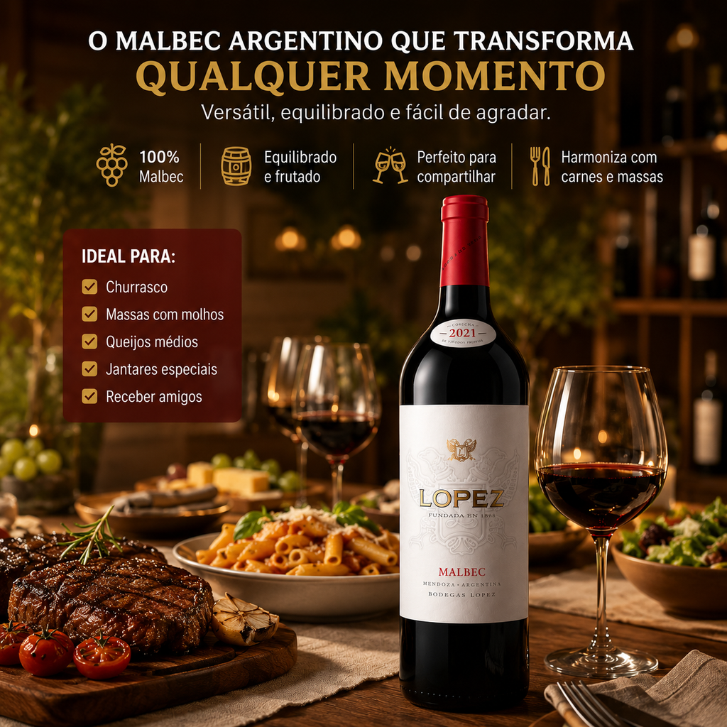 Vinho Tinto López Malbec Bodegas López Mendoza 2024 750ml