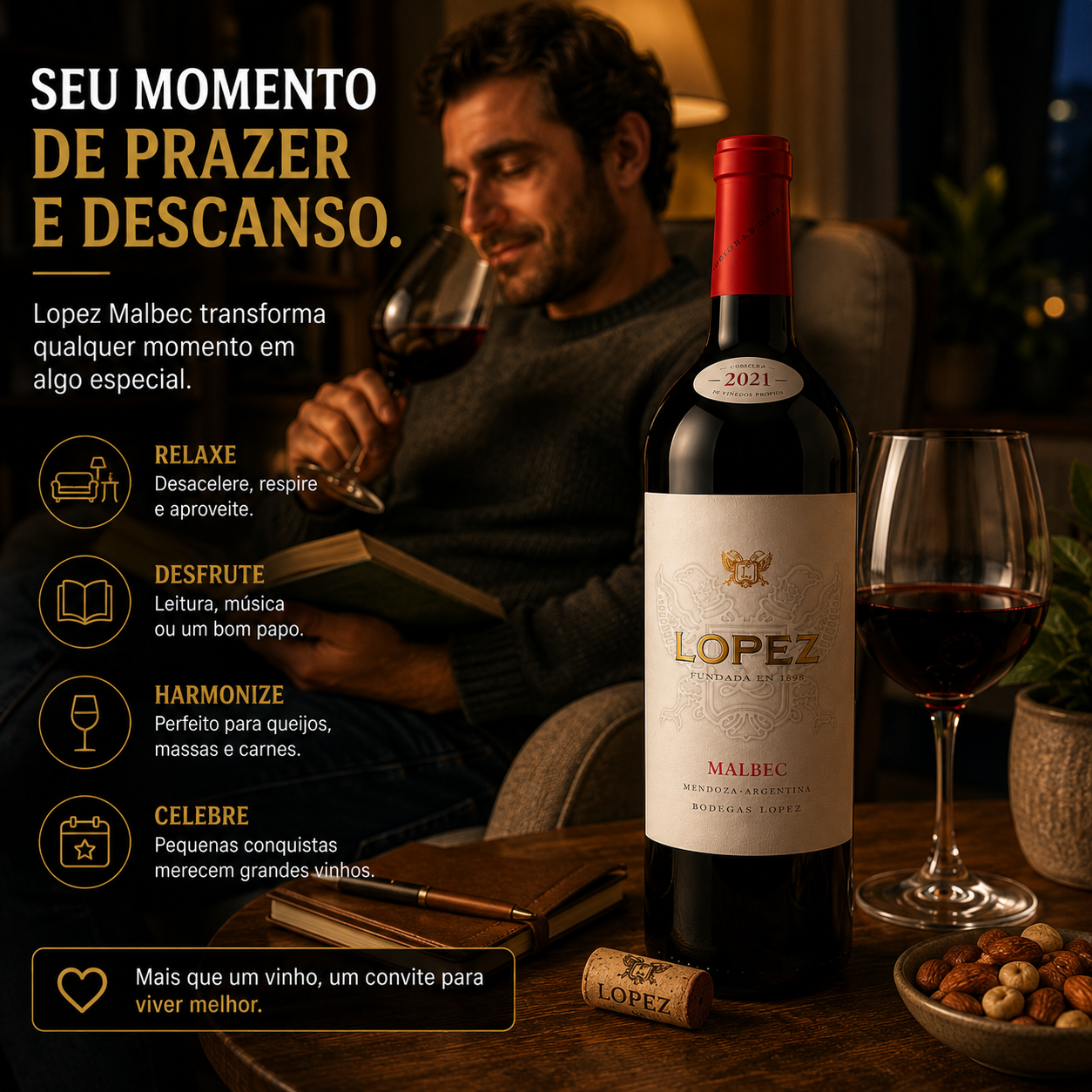 Vinho Tinto López Malbec Bodegas López Mendoza 2024 750ml