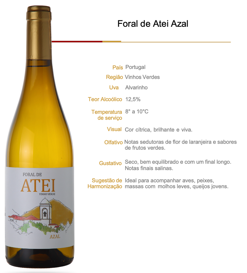Vinho Branco Foral de Atei Azal Vinho Verde DOC Portugal 750ml