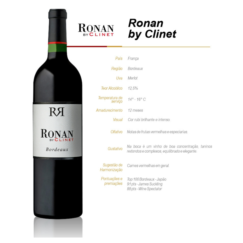 Vinho Tinto AOC Ronan by Clinet Bordeaux Merlot