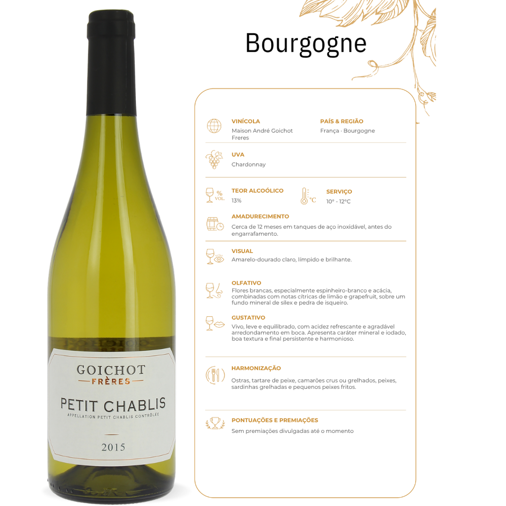 Vinho Branco Petit Chablis Chardonnay André Goichot 2023