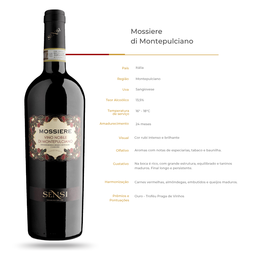 Vinho Tinto Mossiere Vino Nobile di Montepulciano DOCG Sangiovese