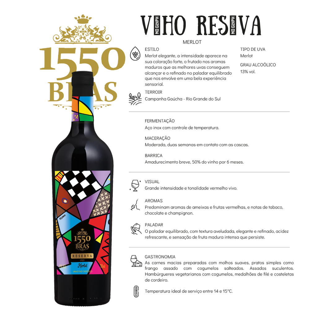 Vinho Tinto 1550 Bras Reserva Cabernet Merlot