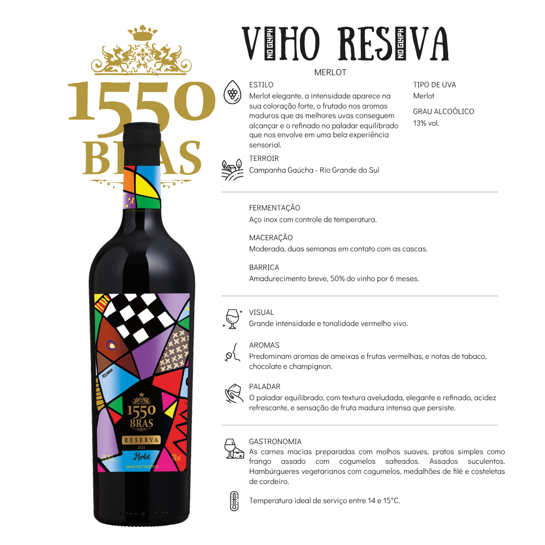 Vinho Tinto 1550 Bras Reserva Cabernet Merlot