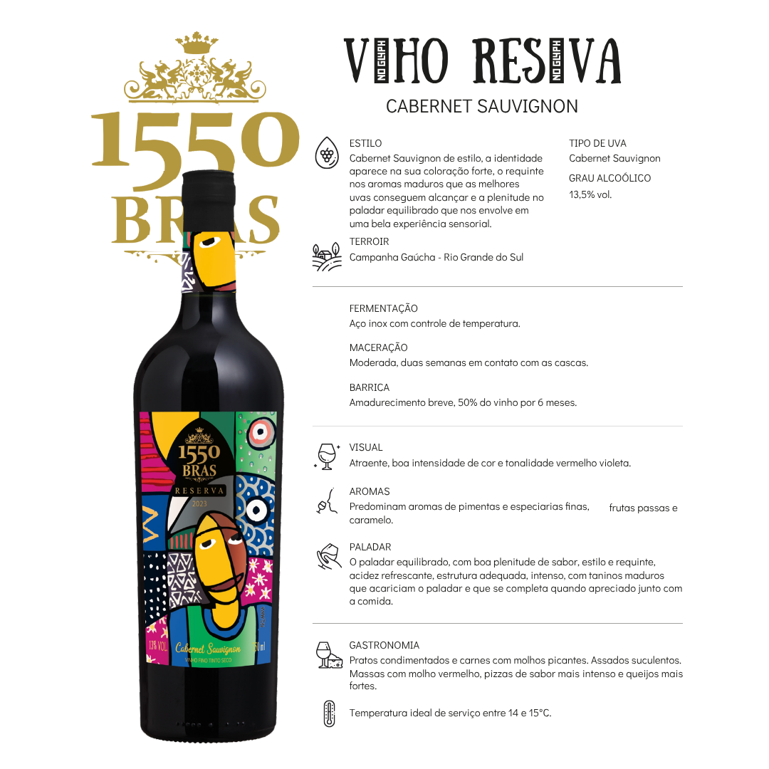 Vinho Tinto 1550 Bras Reserva Cabernet Sauvignon