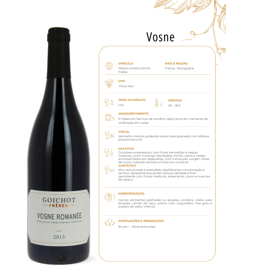 Vinho Tinto Vosne-Romanée Pinot Noir Premium 2016