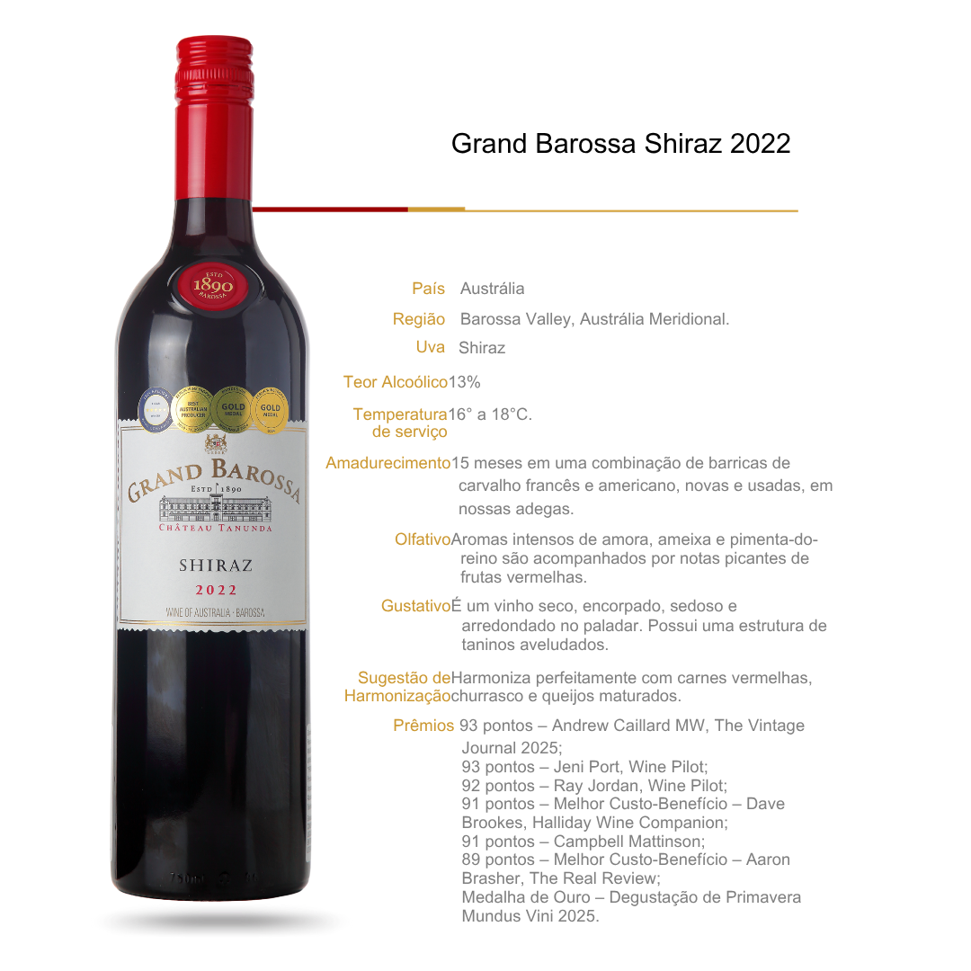 Vinho Tinto Château Tanunda Grand Barossa Shiraz