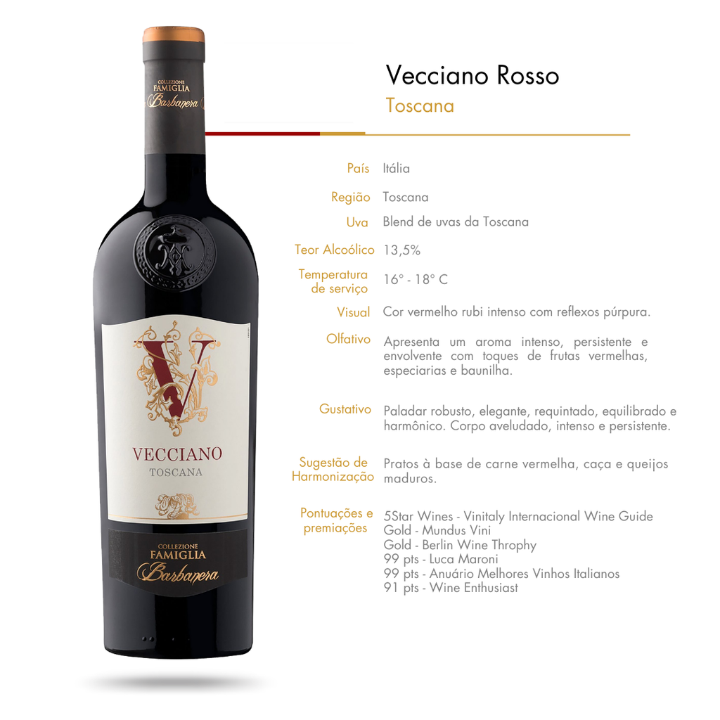 Vinho Tinto Vecciano Toscana Rosso IGT Barbanera Duca di Saragnano