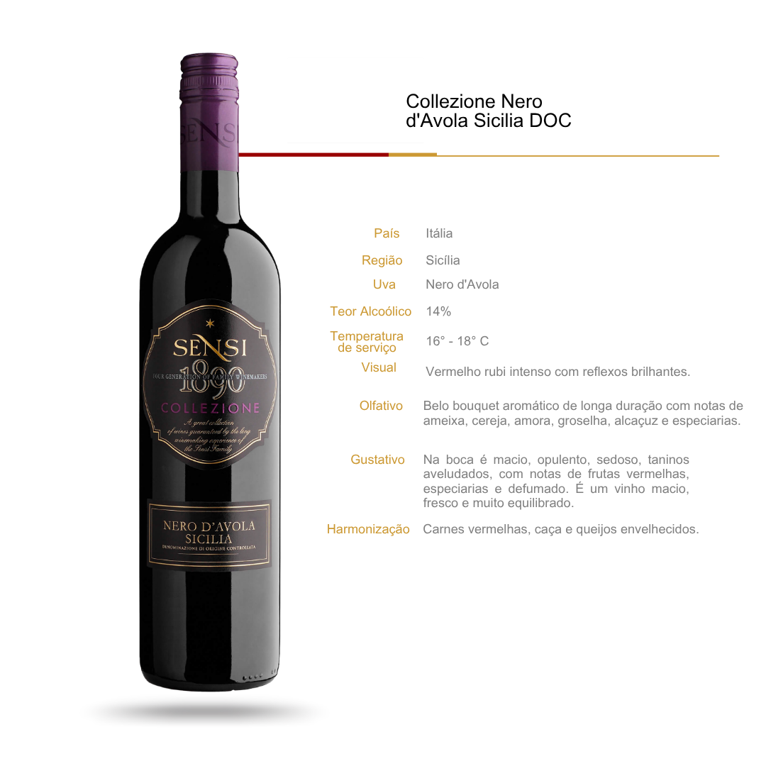 Vinho Tinto Italiano Sensi Collezione Nero D'avola Doc Sicilia