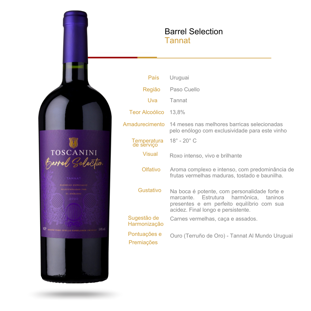 Vinho Tinto Toscanini Barrel Selection Tannat Uruguai