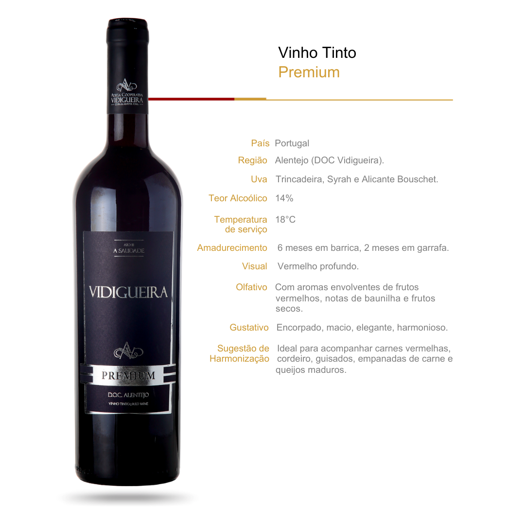 Vinho Tinto Vidigueira DOC Premium Alentejo Trincadeira Aragonez