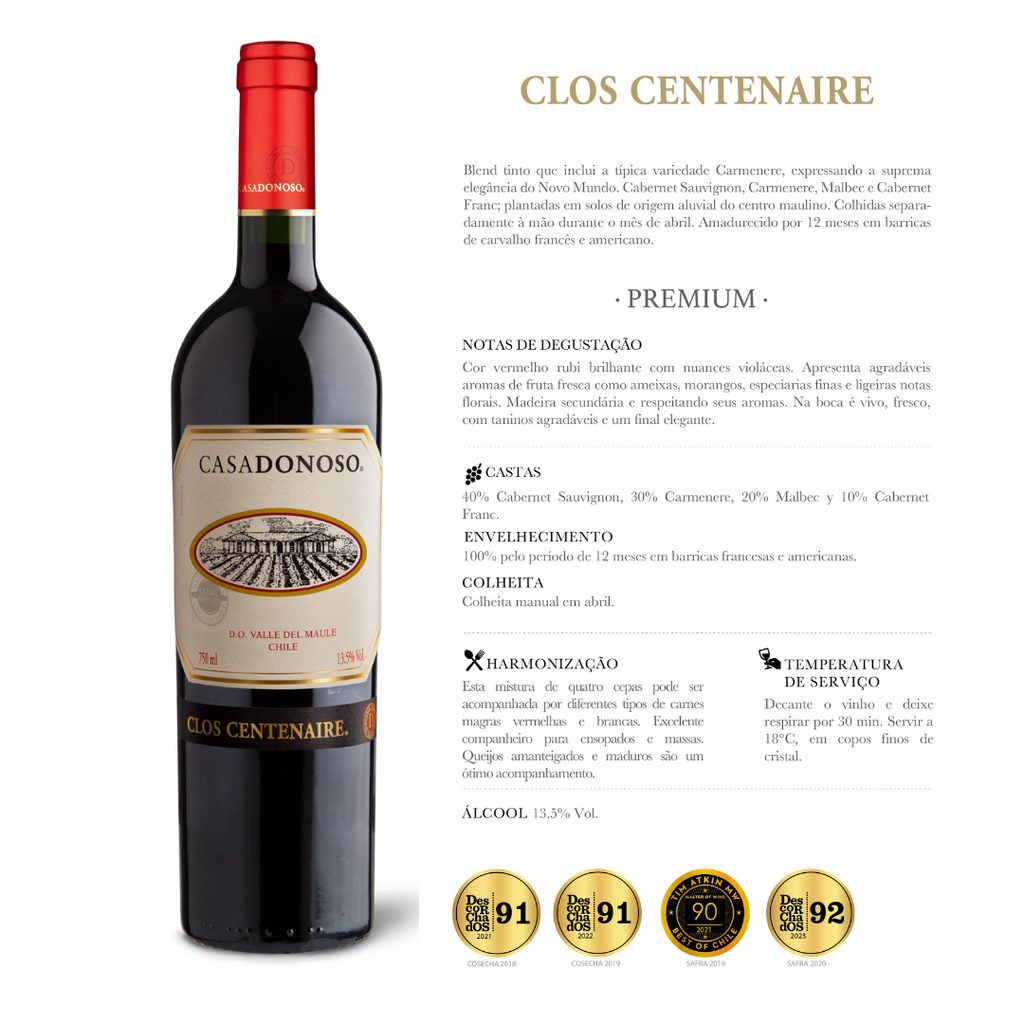 Vinho Tinto Clos Centenaire Premium Blend Cabernet