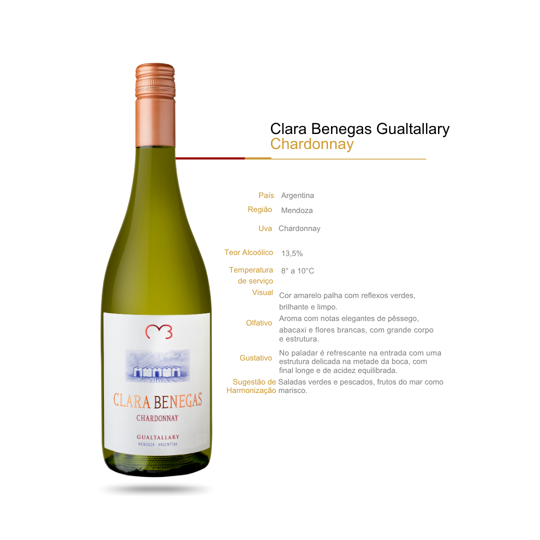 Vinho Branco Clara Benegas Chardonnay Gualtallary Mendoza