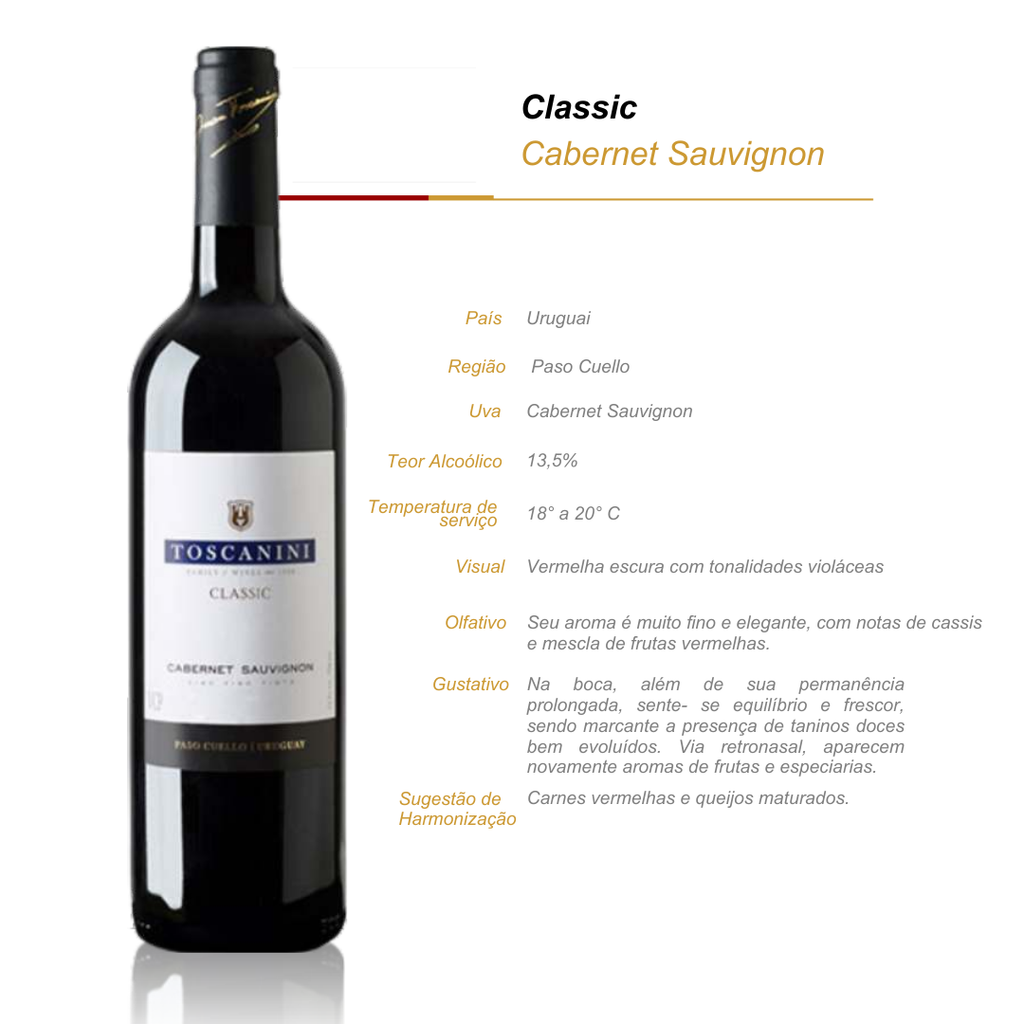 Vinho Tinto Toscanini Classic Cabernet Sauvignon Uruguai
