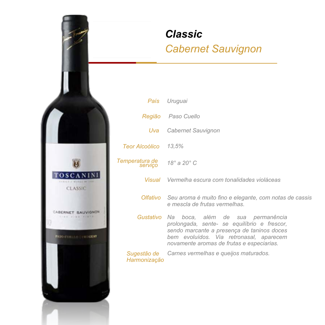 Vinho Tinto Toscanini Classic Cabernet Sauvignon Uruguai