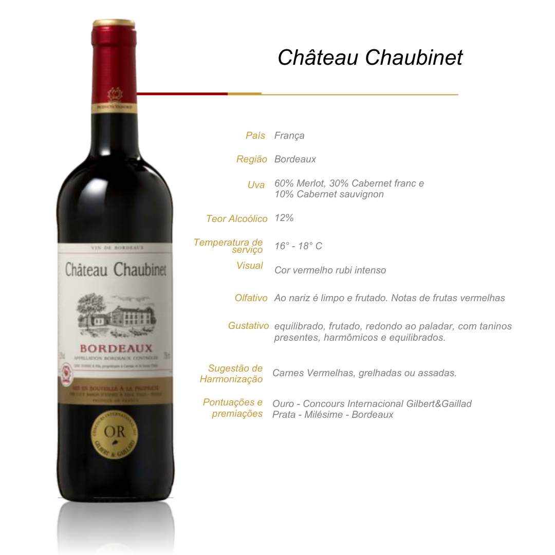 Vinho Tinto Château Chaubinet Bordeaux AOC