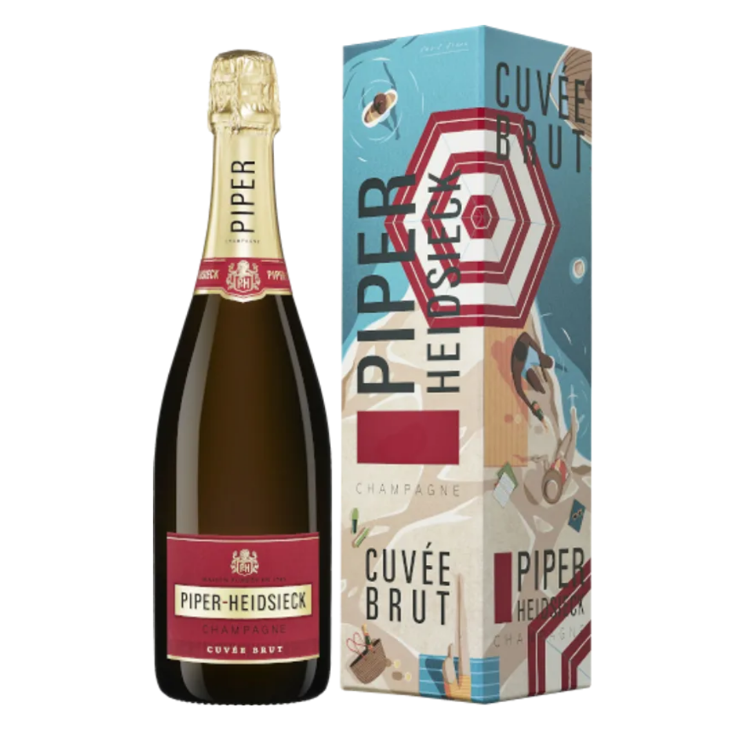 Garrafa do Champagne Piper-Heidsieck Summer Edition com design colorido e vibrante ideal para o verão.