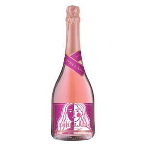 Garrafa do Espumante D'ELLAS Brut Rosé Maiara e Maraísa 750ml, destacando sua coloração rosada vibrante e rótulo