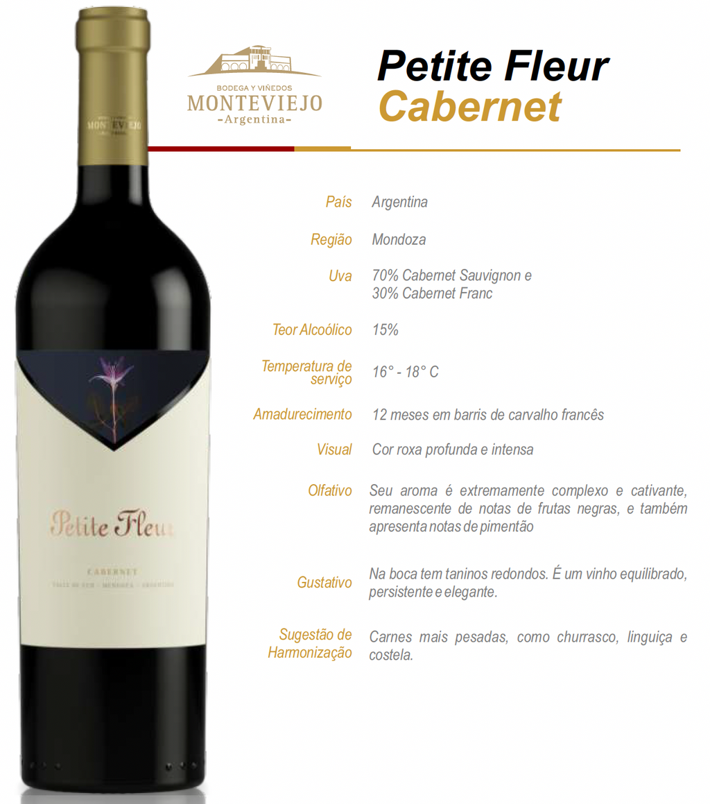 Vinho Tinto Monteviejo Petite Fleur Cabernet Vale do Uco Argentina 750ml