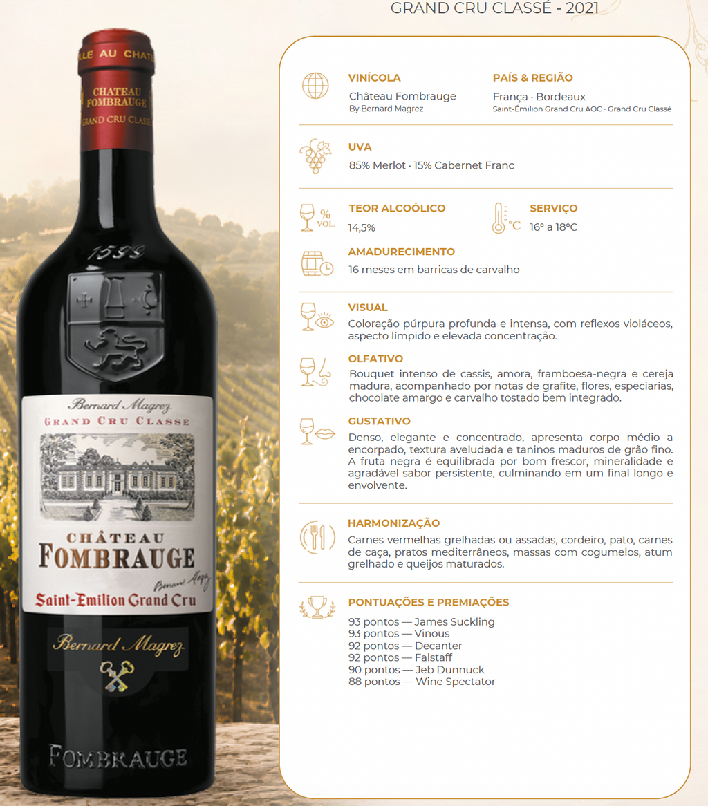 Vinho Tinto Château Fombrauge Saint-Emilion Grand Cru Blend 2021