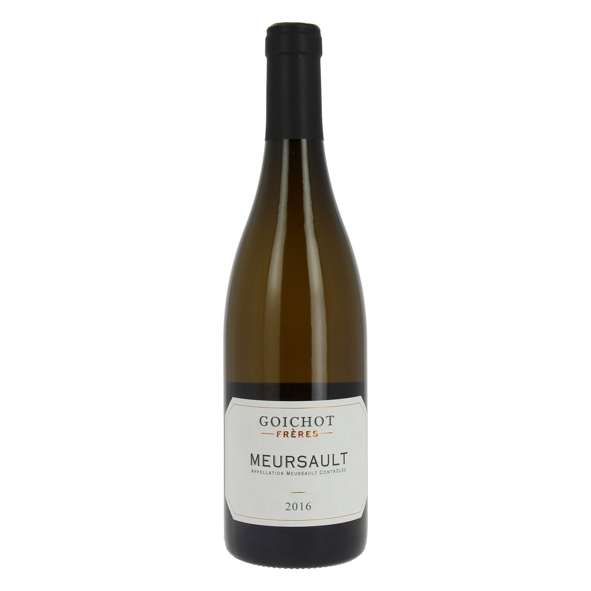 Garrafa de 750 ml do vinho branco Maison André Goichot Meursault, elaborado com Chardonnay na Côte de Beaune, Borgonha, França, com rótulo frontal em destaque.