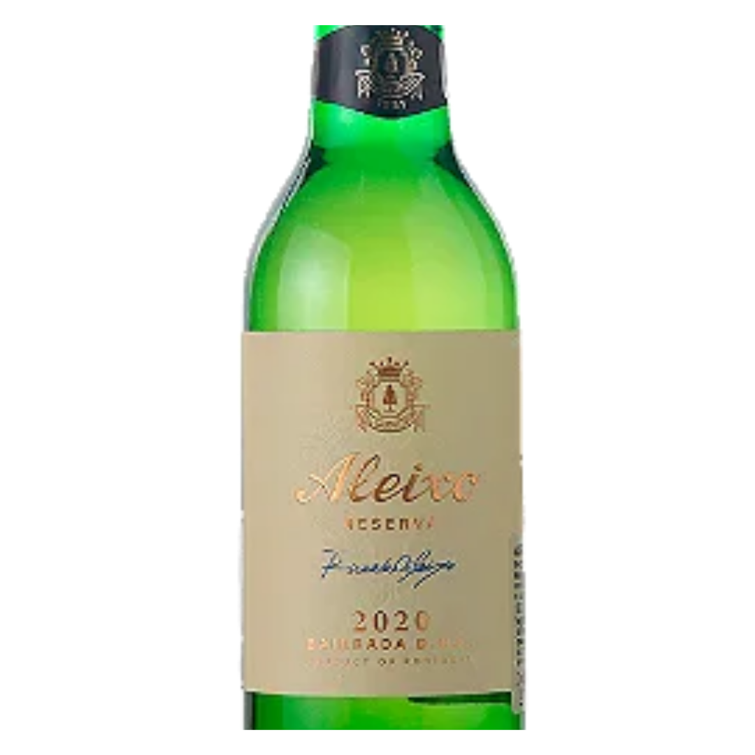 Detalhe do rótulo do Aleixo Reserva, destacando a denominação DOC Bairrada e o volume de 250ml.