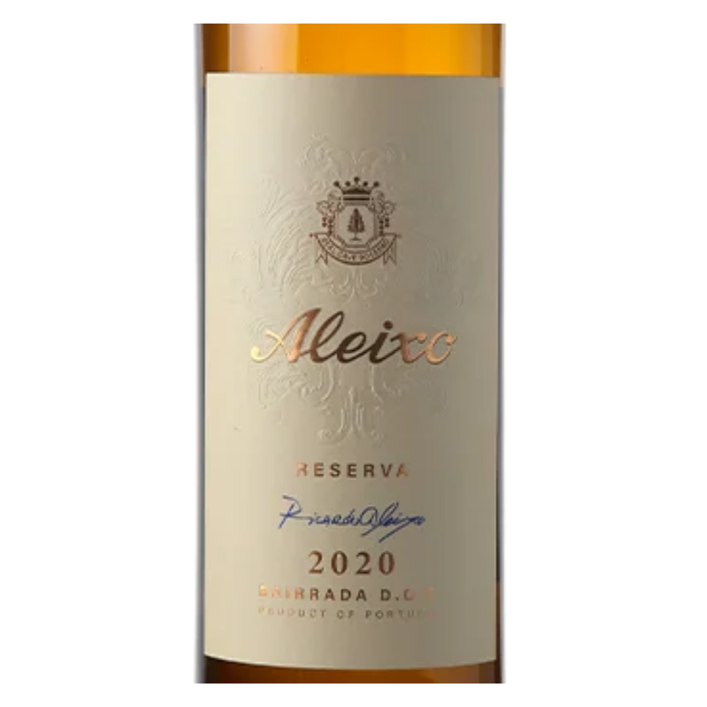 Detalhe do rótulo do vinho Aleixo Reserva, mostrando a classificação DOC Bairrada.