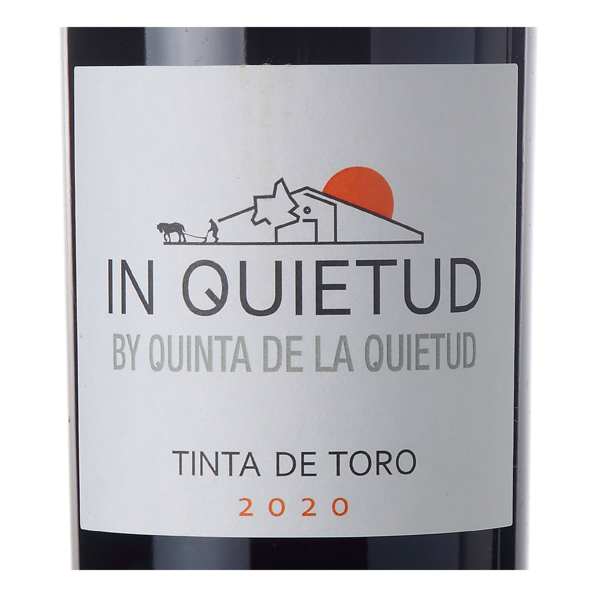 Detalhe do rótulo In Quietud by Nature 2024, vinho tinto espanhol 100% Tinta de Toro da Quinta de la Quietud, elaborado na D.O. Toro com cultivo ecológico, garrafa de 750 ml.