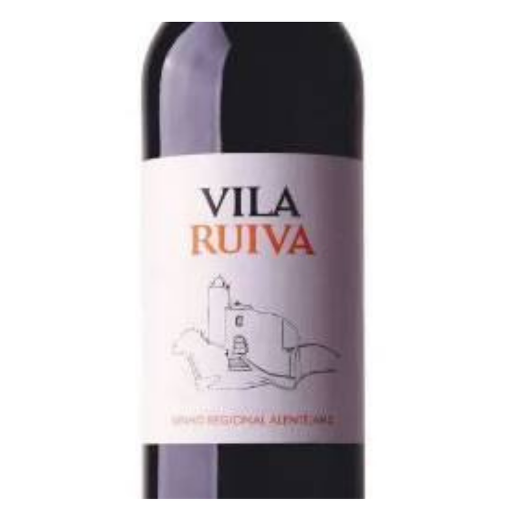 Rótulo do vinho Vila Ruiva, com o brasão da Adega de Vidigueira e indicação Regional Alentejano.
