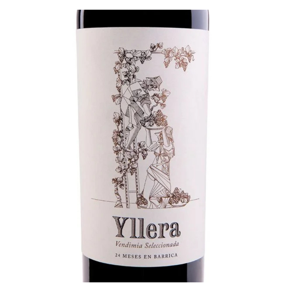 Close-up do rótulo do Yllera Reserva Vendimia Seleccionada, mostrando a linha Vendimia Seleccionada, a casta Tempranillo, a indicação Castilla y León Espanha e o volume de 750ml.