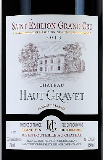 Vinho Tinto Château Haut Gravet AOC Saint Emilion 2018
