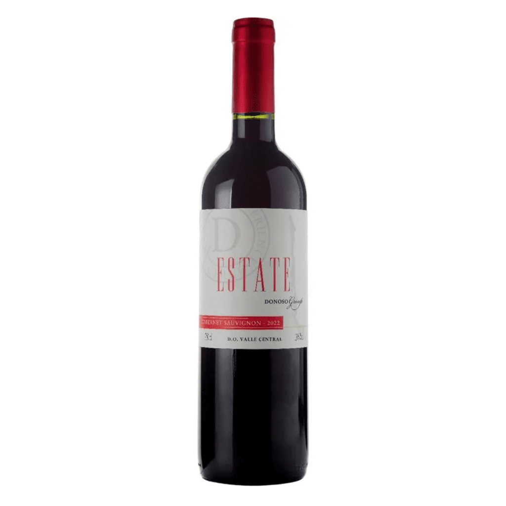 Garrafa do vinho tinto chileno Casa Donoso Group State Cabernet Sauvignon do Vale do Maule em fundo branco, destacando o rótulo frontal da vinícola