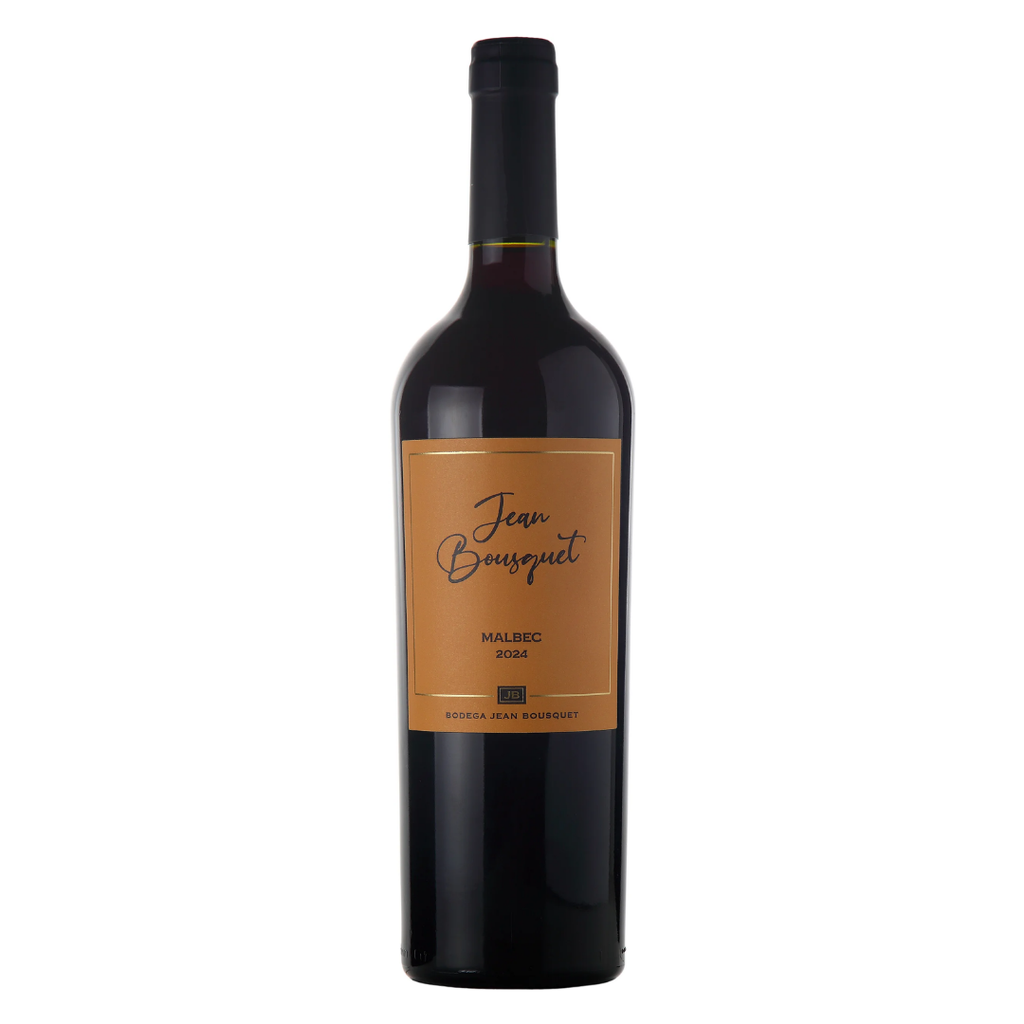 Garrafa do vinho tinto argentino Jean Bousquet Malbec 750ml em fundo branco, destacando o rótulo frontal com menção ao Vale do Uco, Mendoza.